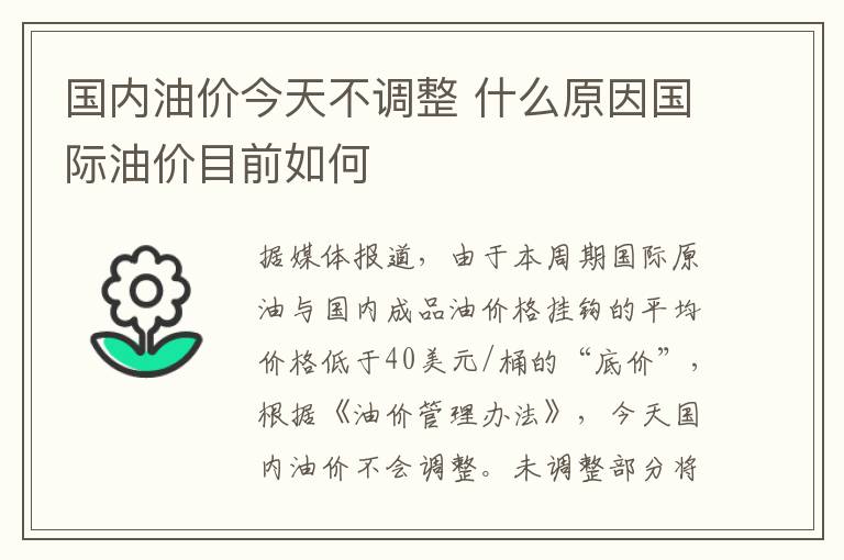 国内油价今天不调整 什么原因国际油价目前如何