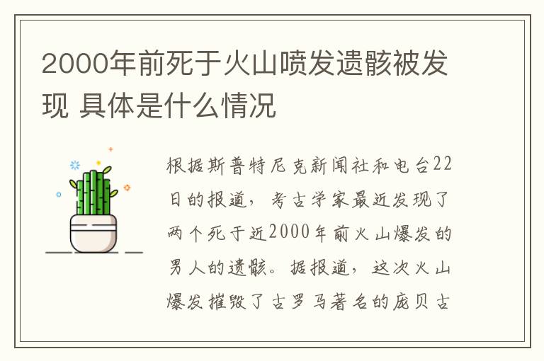 2000年前死于火山喷发遗骸被发现 具体是什么情况