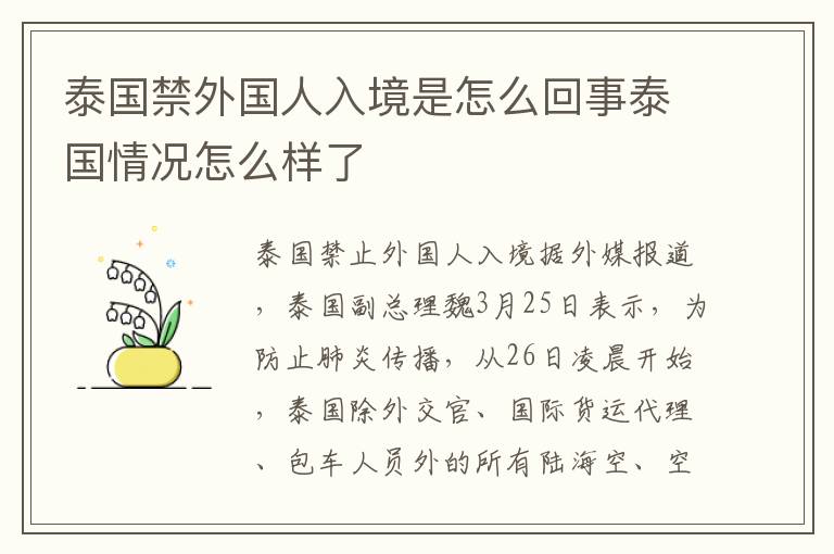 泰国禁外国人入境是怎么回事泰国情况怎么样了