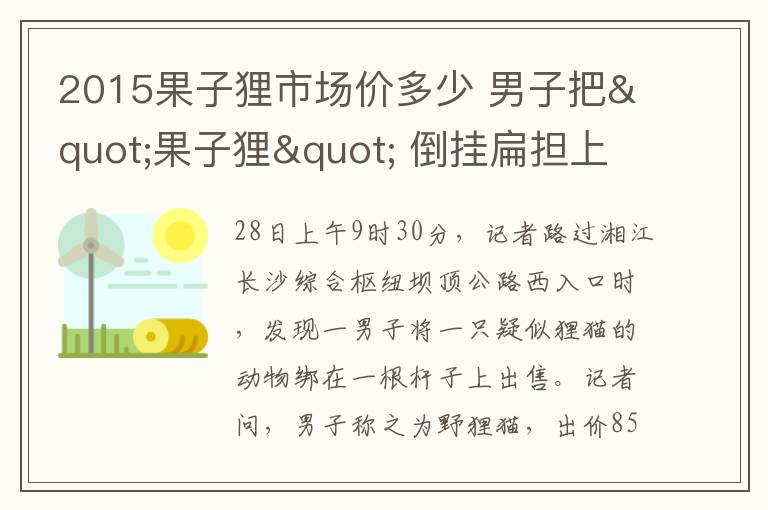 2015果子狸市场价多少 男子把"果子狸" 倒挂扁担上当街叫卖 开价850元