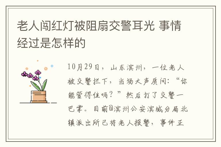 老人闯红灯被阻扇交警耳光 事情经过是怎样的