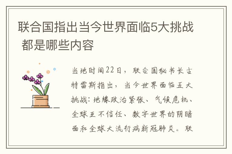 联合国指出当今世界面临5大挑战 都是哪些内容