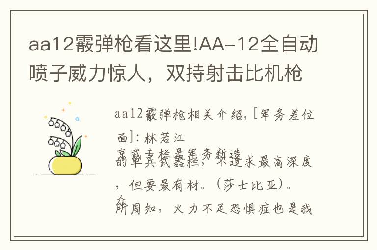 aa12霰弹枪看这里!AA-12全自动喷子威力惊人，双持射击比机枪还猛