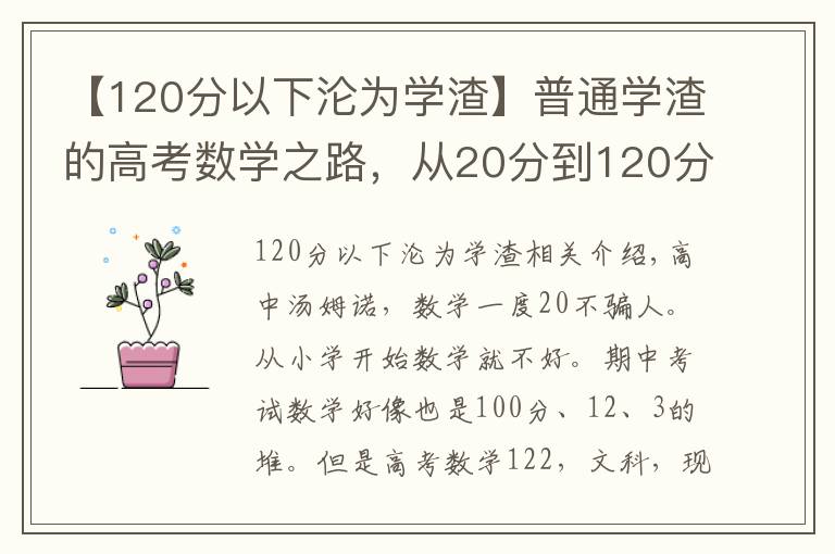 【120分以下沦为学渣】普通学渣的高考数学之路，从20分到120分也许并不是太难！