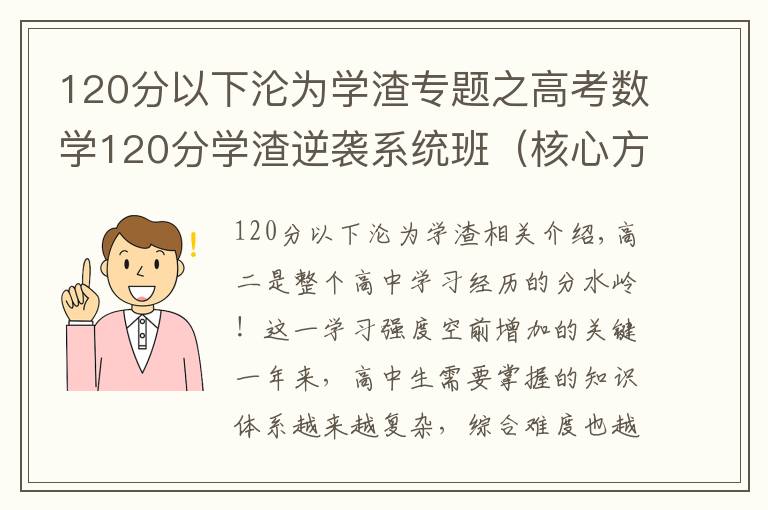 120分以下沦为学渣专题之高考数学120分学渣逆袭系统班（核心方法+秒杀技巧+解题大招）