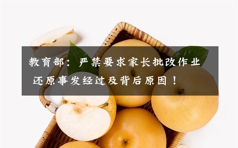 教育部：严禁要求家长批改作业 还原事发经过及背后原因！