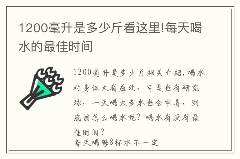 1200毫升是多少斤看这里!每天喝水的最佳时间