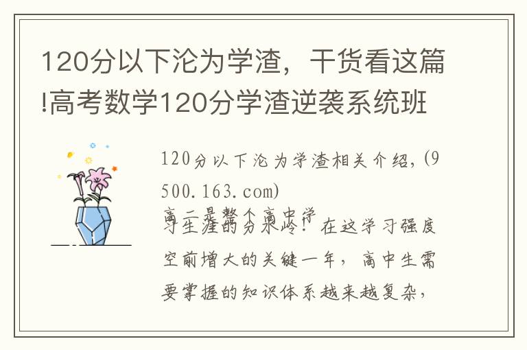 120分以下沦为学渣，干货看这篇!高考数学120分学渣逆袭系统班（核心方法+秒杀技巧+解题大招）