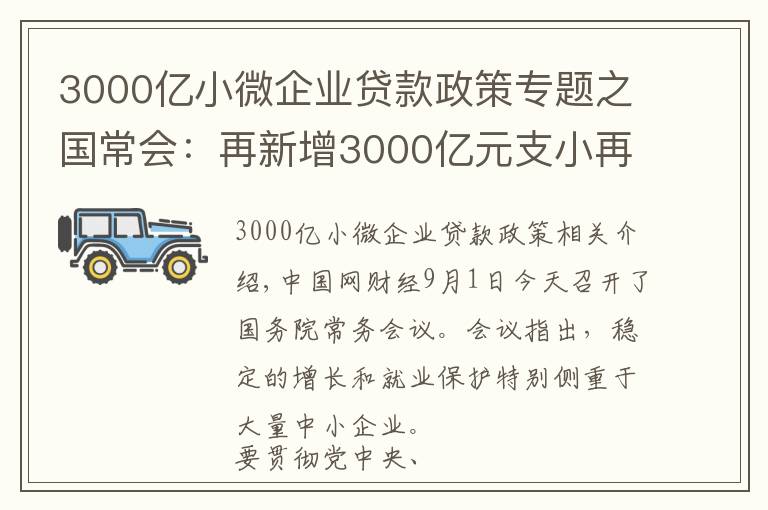 3000亿小微企业贷款政策专题之国常会：再新增3000亿元支小再贷款额度 加大对中小微企业支持力度