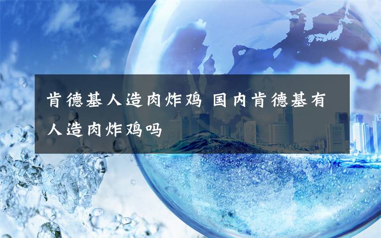 肯德基人造肉炸鸡 国内肯德基有人造肉炸鸡吗