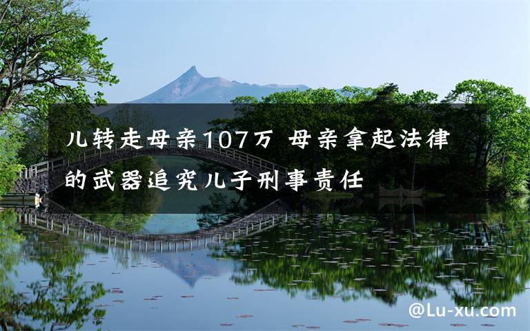 儿转走母亲107万 母亲拿起法律的武器追究儿子刑事责任