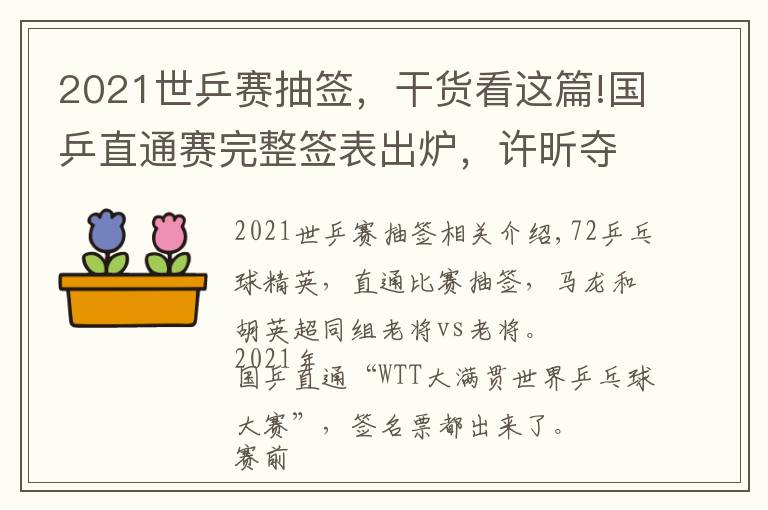 2021世乒赛抽签，干货看这篇!国乒直通赛完整签表出炉，许昕夺冠路不好走，刘诗雯复出对手是谁