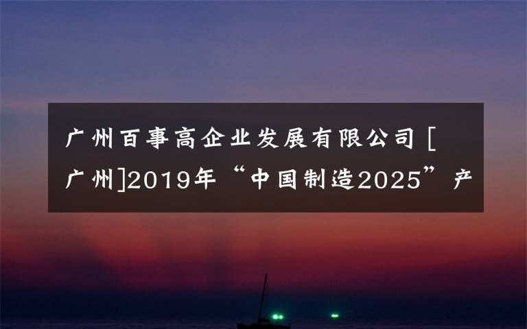 广州百事高企业发展有限公司 [广州]2019年“中国制造2025”产业发展资金（降低中小微企业融资成本专题）入选企业名单