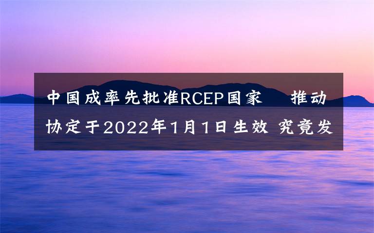 中国成率先批准RCEP国家  推动协定于2022年1月1日生效 究竟发生了什么?