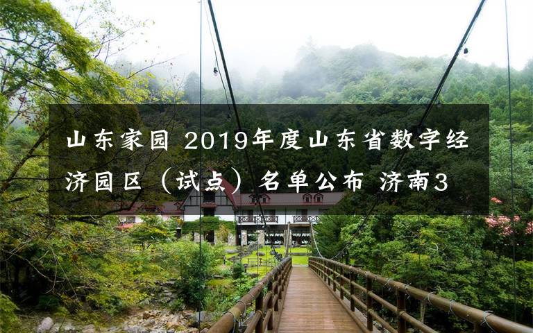 山东家园 2019年度山东省数字经济园区（试点）名单公布 济南3家园区入选