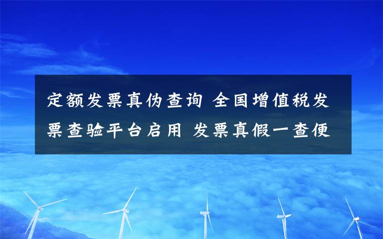 定额发票真伪查询 全国增值税发票查验平台启用 发票真假一查便知