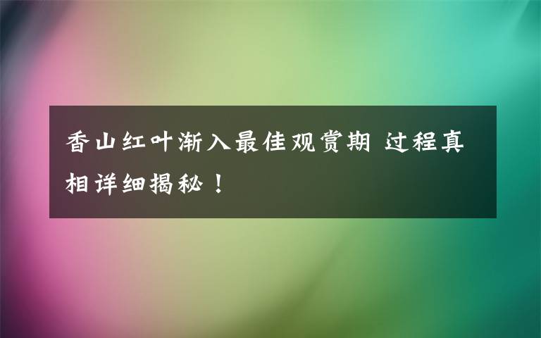 香山红叶渐入最佳观赏期 过程真相详细揭秘！