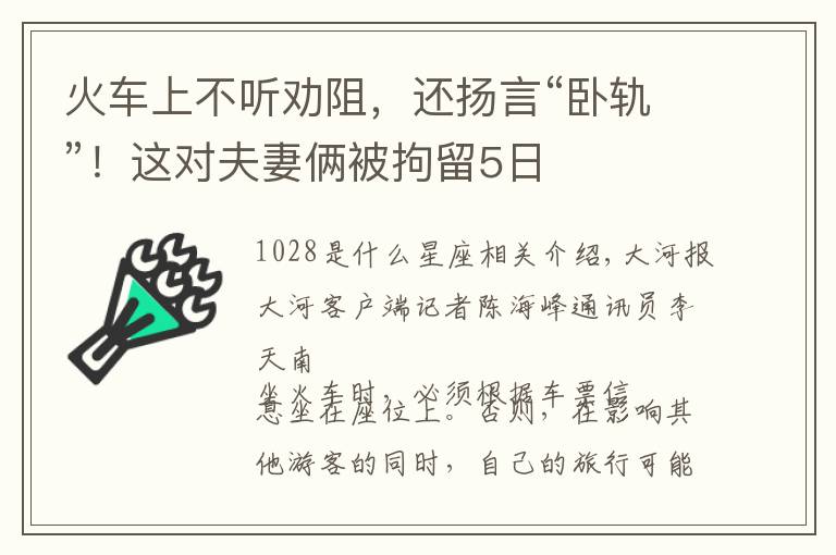 火车上不听劝阻，还扬言“卧轨”！这对夫妻俩被拘留5日