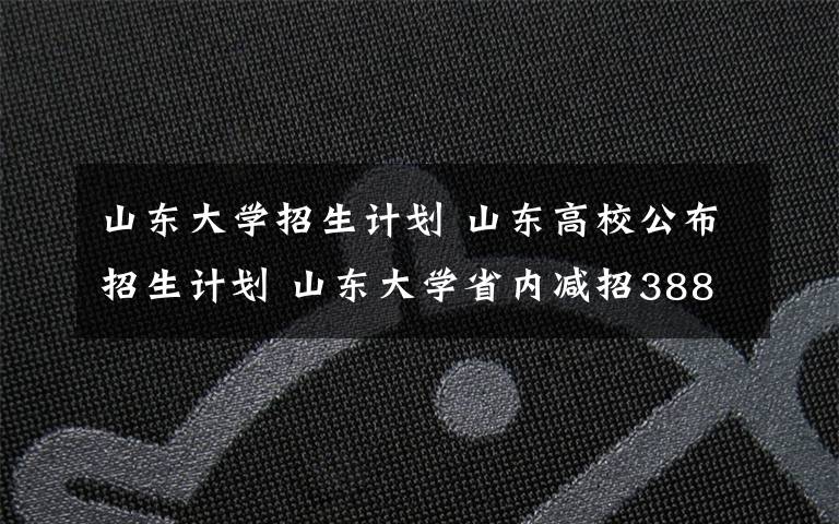 山东大学招生计划 山东高校公布招生计划 山东大学省内减招388人