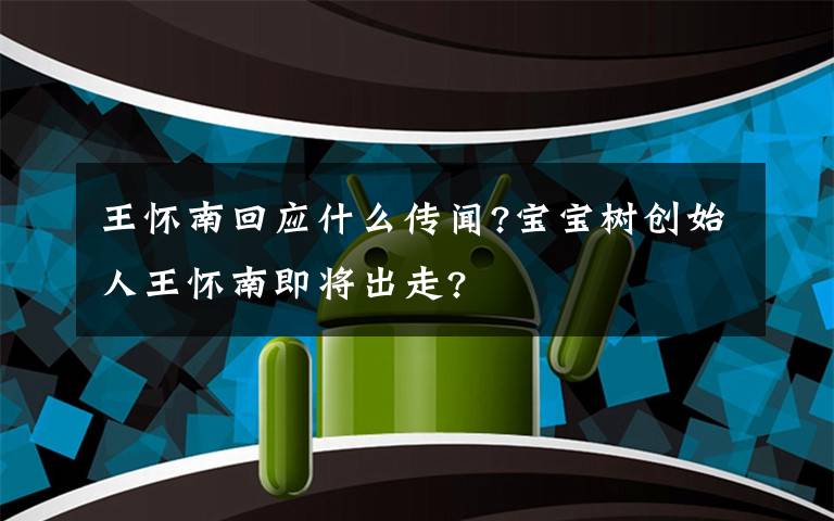 王怀南回应什么传闻?宝宝树创始人王怀南即将出走?