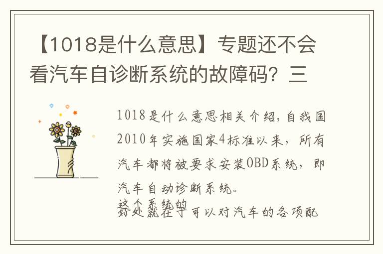 【1018是什么意思】专题还不会看汽车自诊断系统的故障码？三分钟教你怎么解决