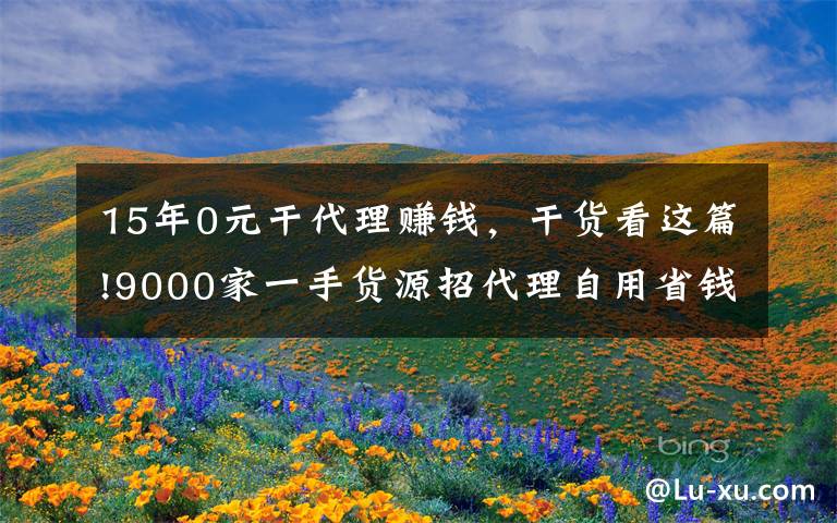 15年0元干代理赚钱，干货看这篇!9000家一手货源招代理自用省钱分享赚钱一件代发无需囤货