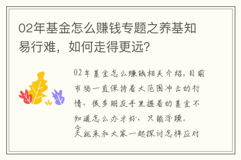 02年基金怎么赚钱专题之养基知易行难，如何走得更远？