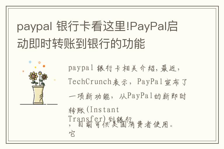 paypal 银行卡看这里!PayPal启动即时转账到银行的功能