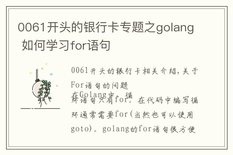 0061开头的银行卡专题之golang 如何学习for语句