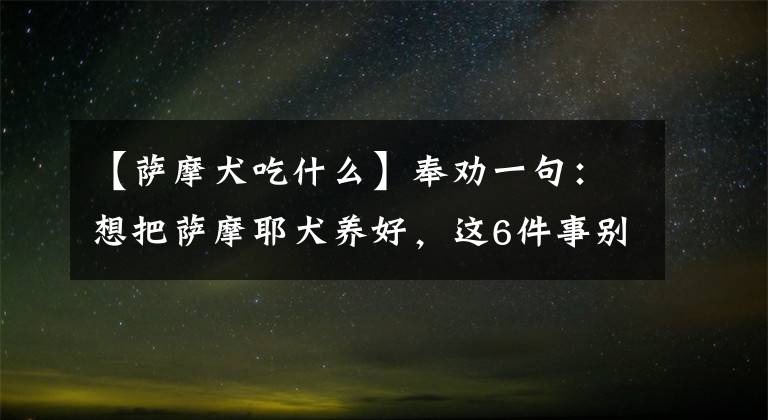 【萨摩犬吃什么】奉劝一句：想把萨摩耶犬养好，这6件事别漏做