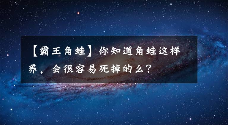 【霸王角蛙】你知道角蛙这样养，会很容易死掉的么？