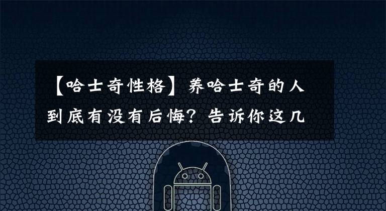 【哈士奇性格】养哈士奇的人到底有没有后悔？告诉你这几个哈士奇的特点