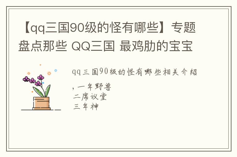 【qq三国90级的怪有哪些】专题盘点那些 QQ三国 最鸡肋的宝宝 精元