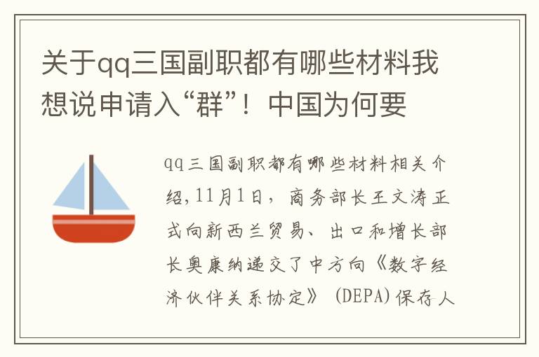 关于qq三国副职都有哪些材料我想说申请入“群”！中国为何要加入DEPA？