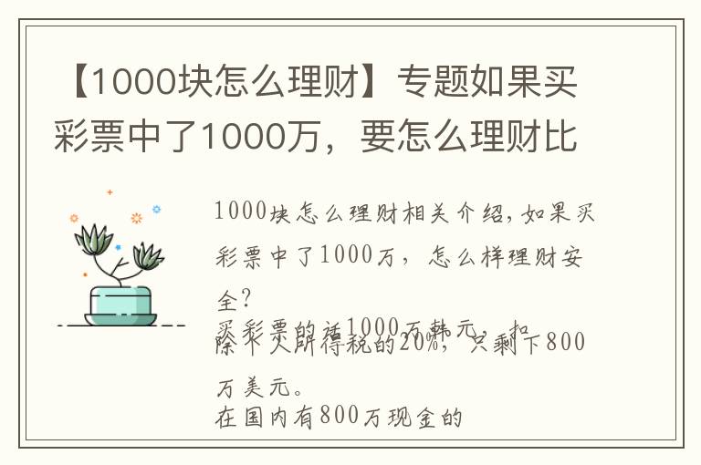 【1000块怎么理财】专题如果买彩票中了1000万，要怎么理财比较安全？