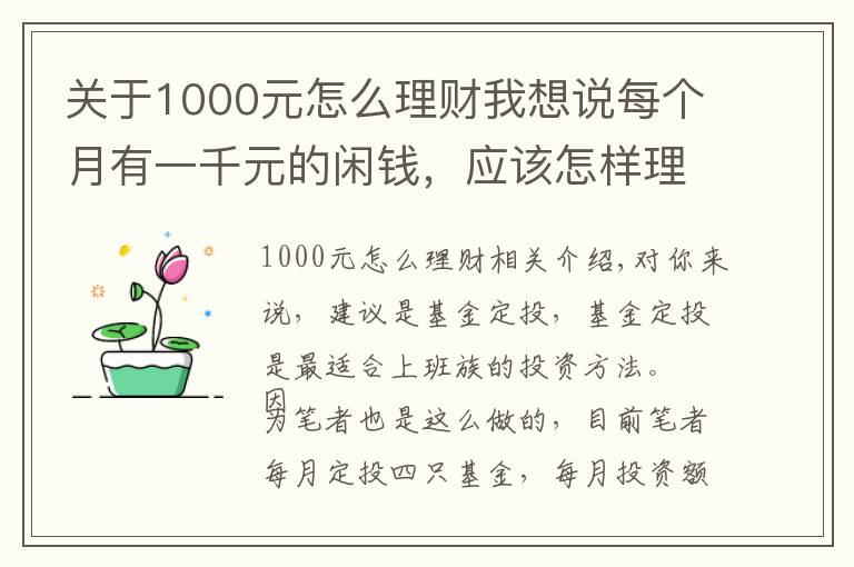 关于1000元怎么理财我想说每个月有一千元的闲钱，应该怎样理财比较合适？