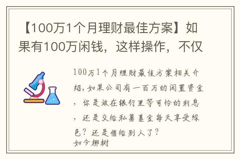 【100万1个月理财最佳方案】如果有100万闲钱，这样操作，不仅稳赚收益还高