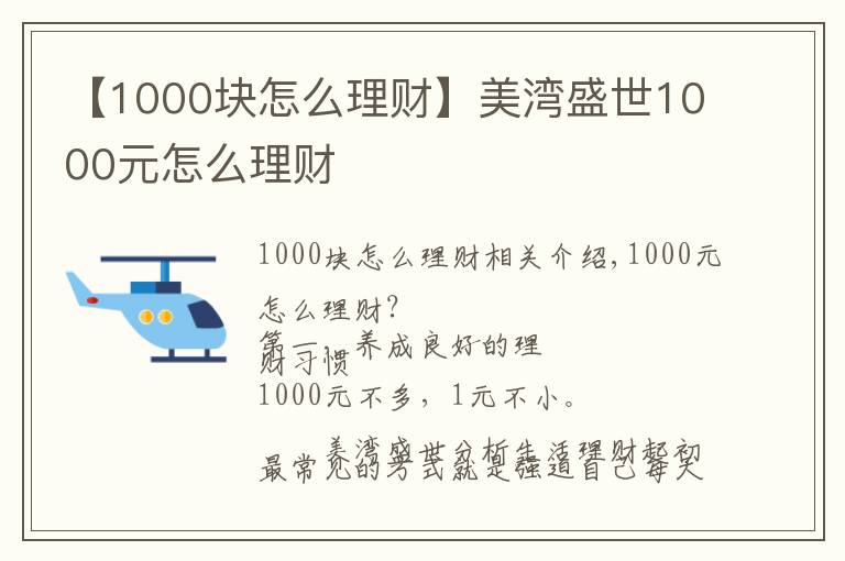 【1000块怎么理财】美湾盛世1000元怎么理财