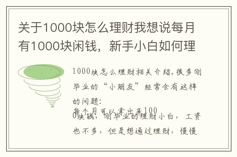 关于1000块怎么理财我想说每月有1000块闲钱，新手小白如何理财？