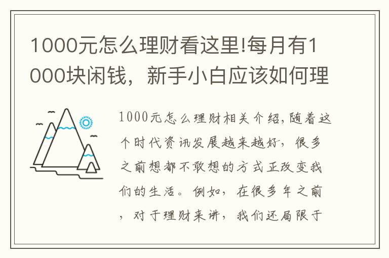 1000元怎么理财看这里!每月有1000块闲钱，新手小白应该如何理财？