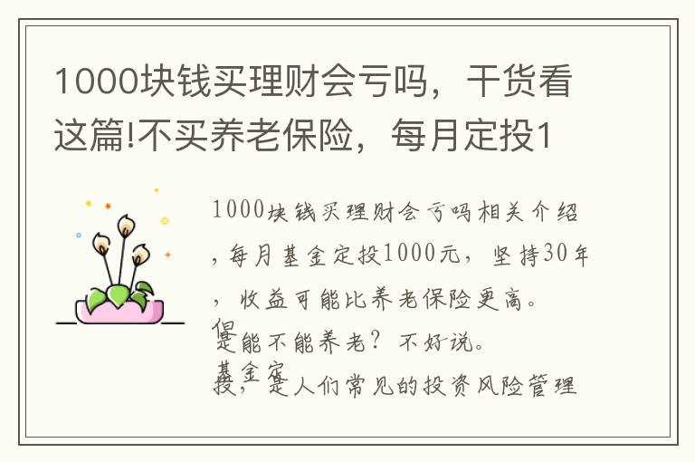 1000块钱买理财会亏吗，干货看这篇!不买养老保险，每月定投1000元基金，坚持30年能养老吗？