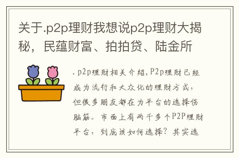 关于.p2p理财我想说p2p理财大揭秘，民蕴财富、拍拍贷、陆金所、人人贷、ppmoney、有利网怎么选？