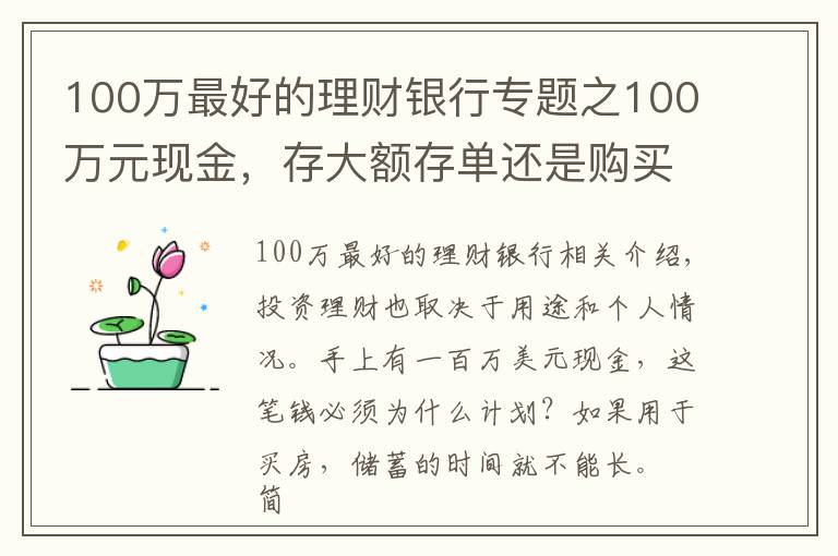 100万最好的理财银行专题之100万元现金，存大额存单还是购买银行理财产品？老年人这样规划