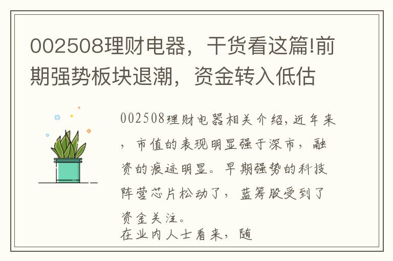 002508理财电器，干货看这篇!前期强势板块退潮，资金转入低估值蓝筹，大金融、房地产、家用电器受关注