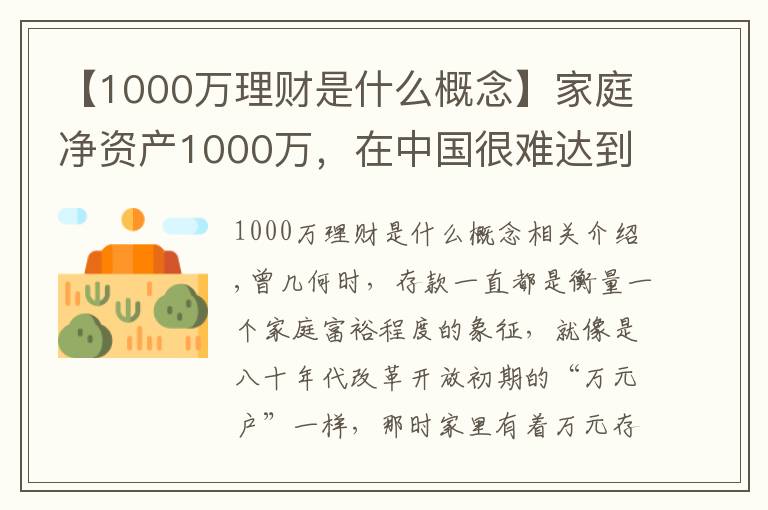【1000万理财是什么概念】家庭净资产1000万，在中国很难达到吗？