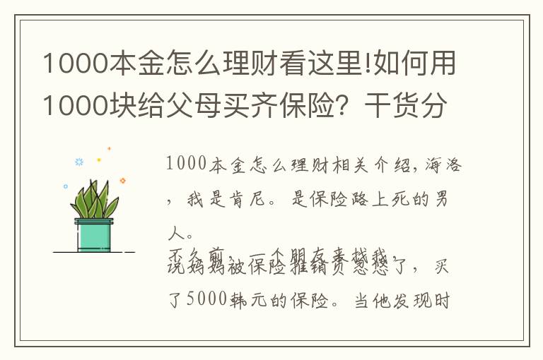 1000本金怎么理财看这里!如何用1000块给父母买齐保险？干货分享