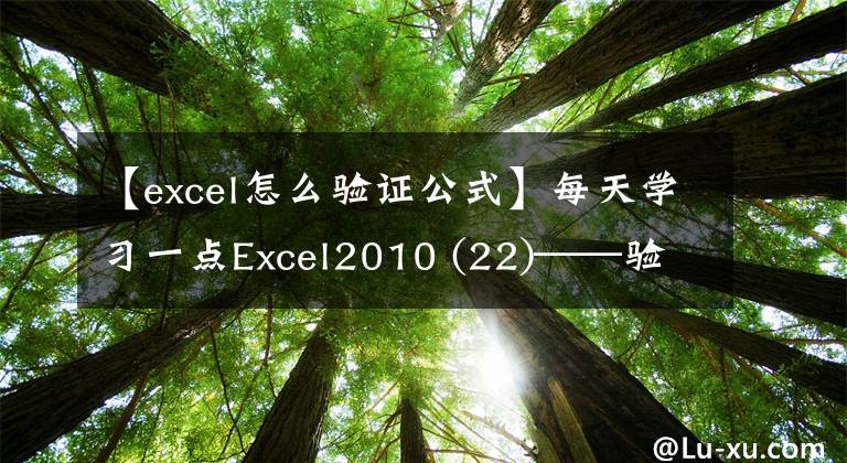 【excel怎么验证公式】每天学习一点Excel2010 (22)——验证数据