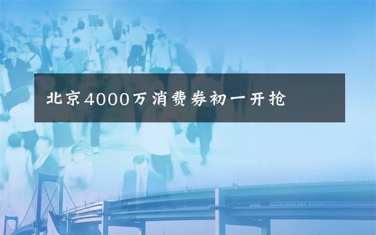 北京4000万消费券初一开抢