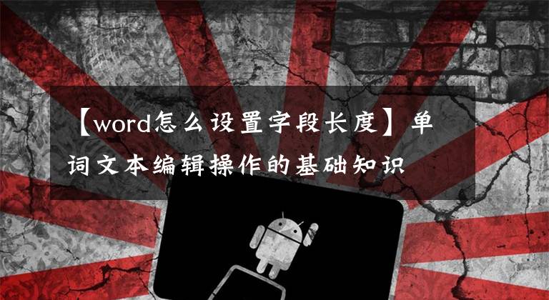 【word怎么设置字段长度】单词文本编辑操作的基础知识