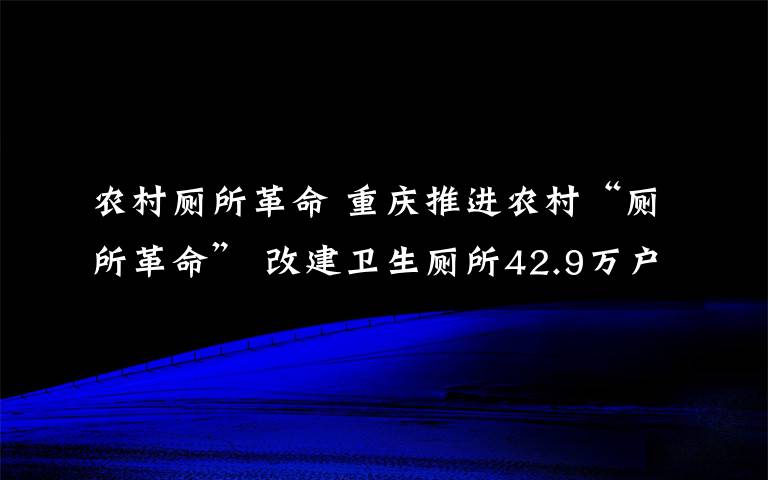 农村厕所革命 重庆推进农村“厕所革命” 改建卫生厕所42.9万户